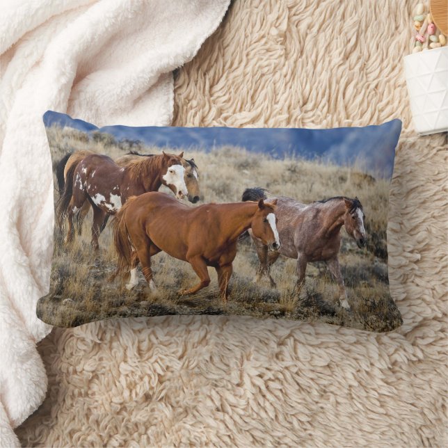 Horses Roaming the Hills Lumbar Pillow (Blanket)