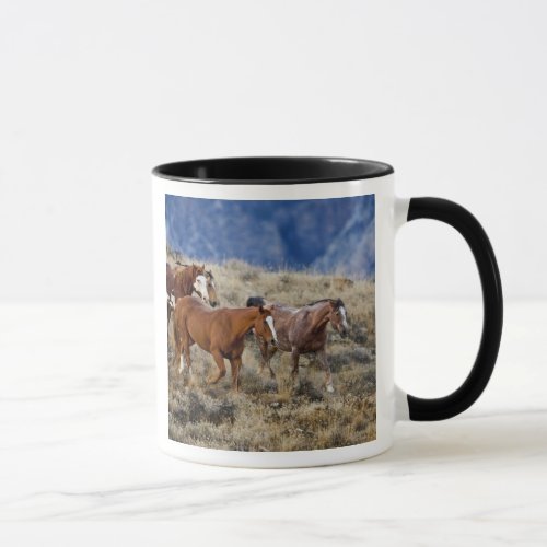 Horses roaming the scenic hills of the Big Horn 2 Mug