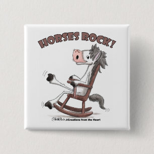 Horses Rock! Pinback Button