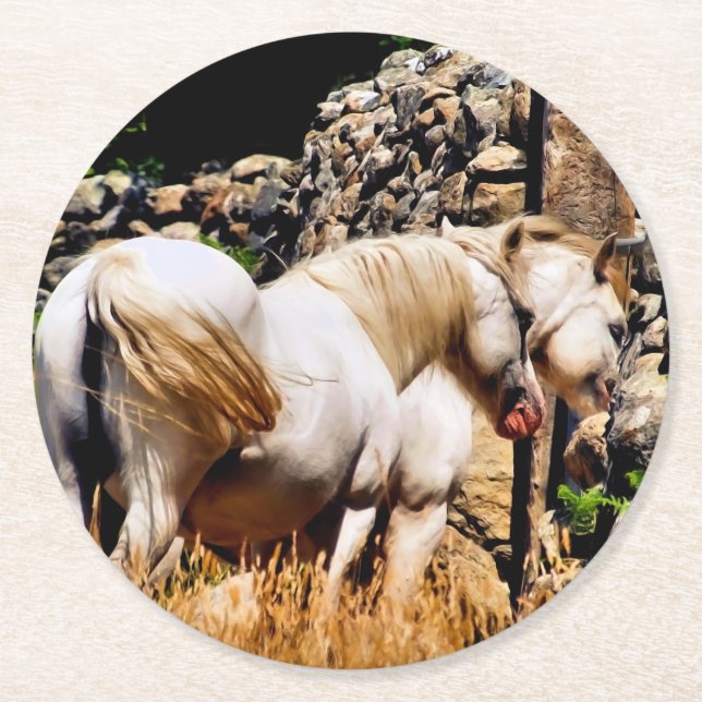 HORSES ROUND PAPER COASTER (Front)