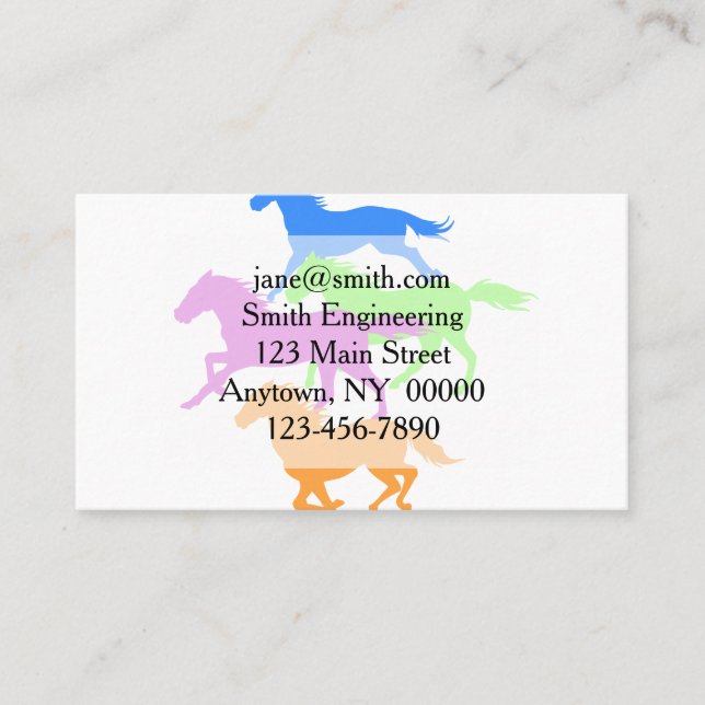 Horses run color - Choose background color Business Card (Front)