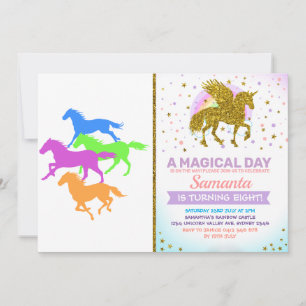 Horses run color - Choose background color Invitation