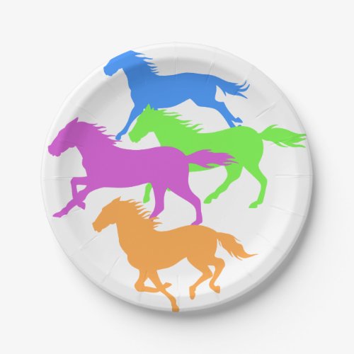 Horses run color _ Choose background color Paper Plates
