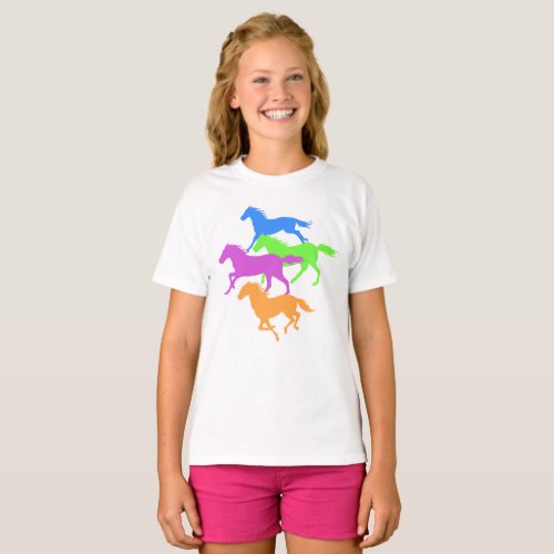 Horses run color _ Choose background color T_Shirt