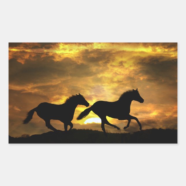 Horses Running at Sunset Stickers (Front)