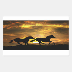 Horses Running at Sunset Stickers