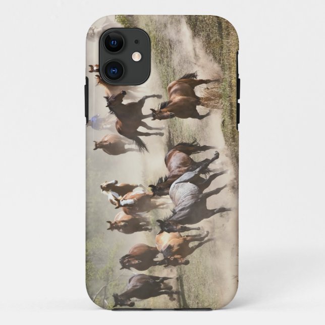Horses running during roundup, Montana Case-Mate iPhone Case (Back)