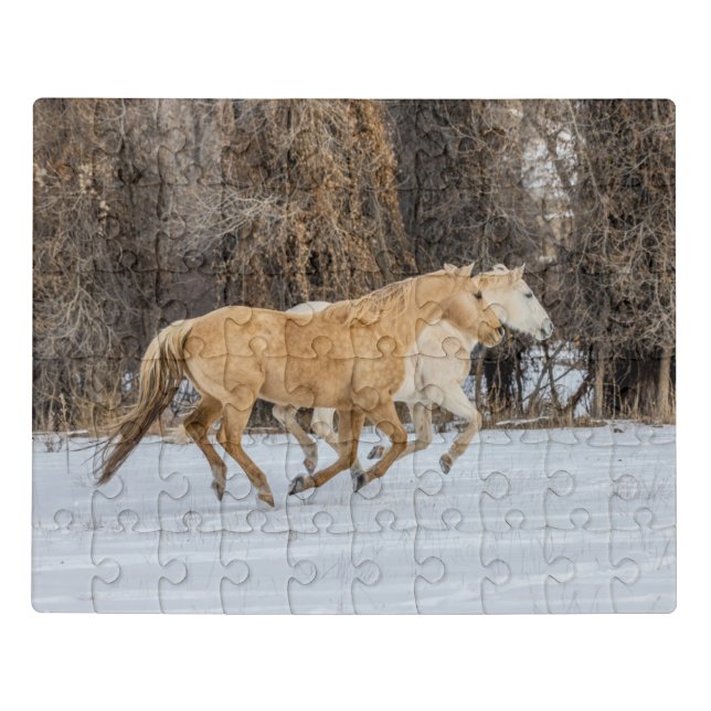 Horses Running in Snow Jigsaw Puzzle (Puzzle Horizontal)