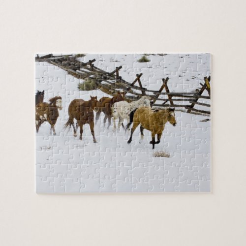 Horses Running in Snow Jigsaw Puzzle