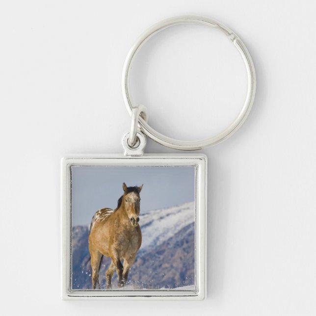 Horses Running in Snow Keychain (Front)