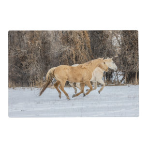 Horses Running in Snow Placemat