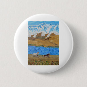 Horses running in the Mountains Button