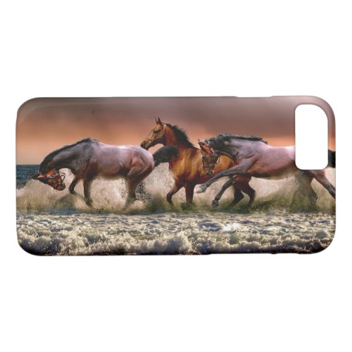 Horses Running in the Ocean Surf at Sunset iPhone 87 Case