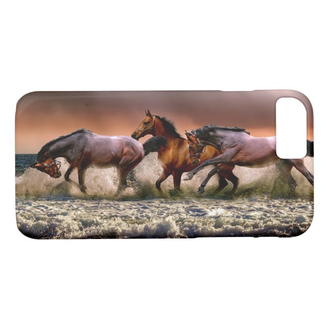Horses Running in the Ocean Surf at Sunset Case-Mate iPhone Case (Back (Horizontal))