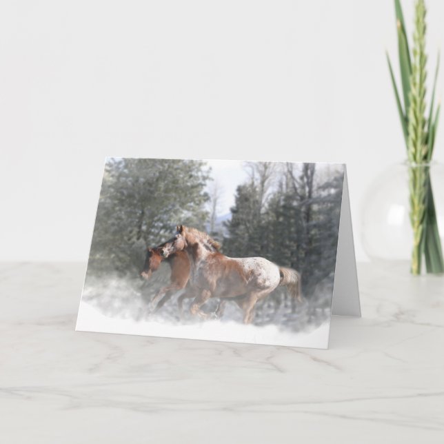Horses Running in the Snow Christmas Card (Front)