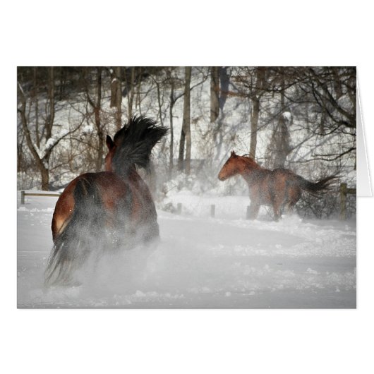 Horses Running in the Snow Customizable Card (Front Horizontal)