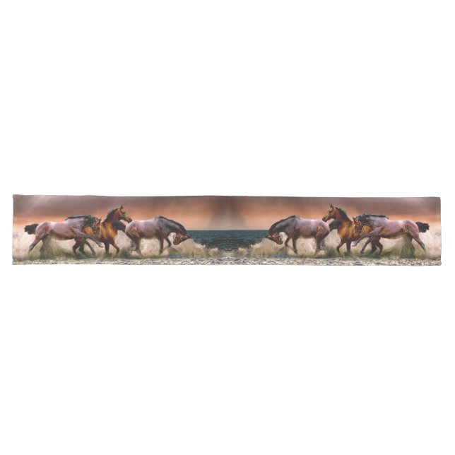 Horses Running in the Surf  Long Table Runner (Horizontal)