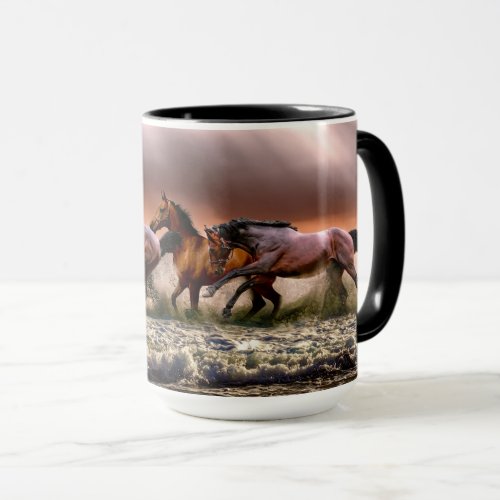 Horses Running in the Surf Mug