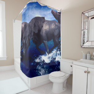 Horses Running In The Water landscapShower Curtain