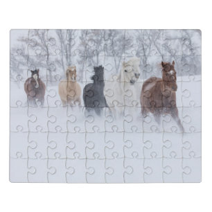 Horses Running Through the Snow Jigsaw Puzzle