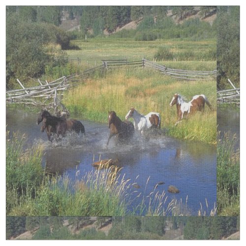 Horses Running Through Water Fabric
