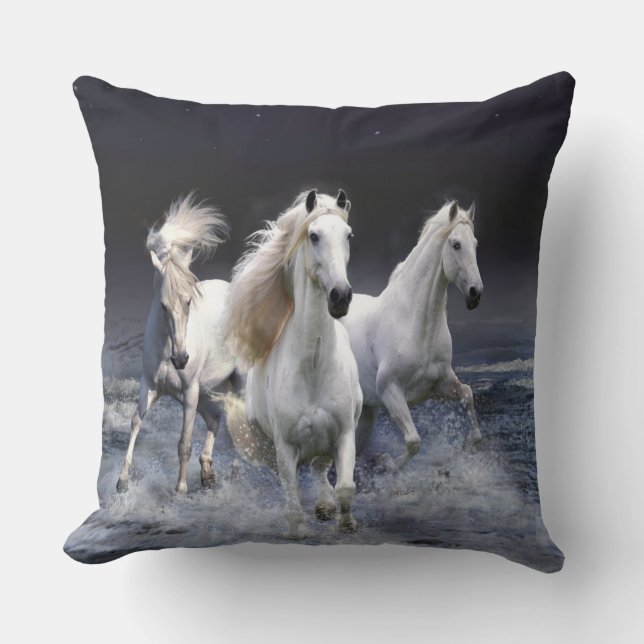 Horses running  throw pillow (Front)