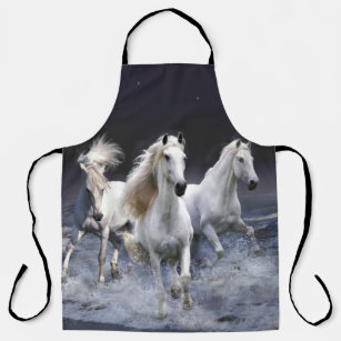 Horses running  throw pillow apron