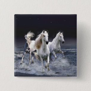 Horses running  throw pillow button