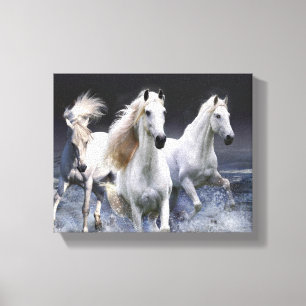 Horses running throw pillow canvas print