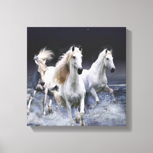 Horses running  throw pillow canvas print