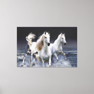 Horses running throw pillow canvas print