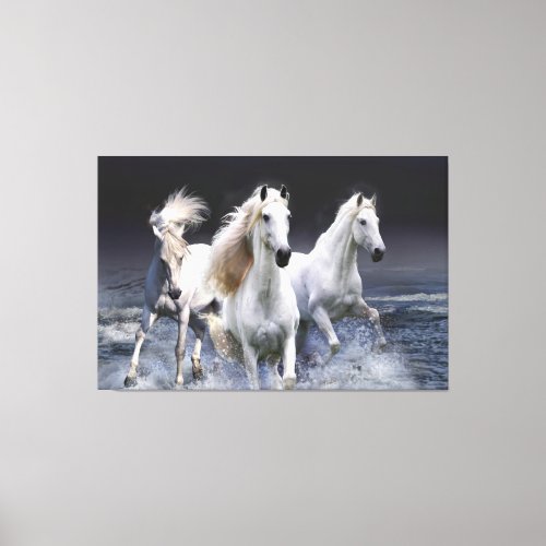 Horses running  throw pillow canvas print