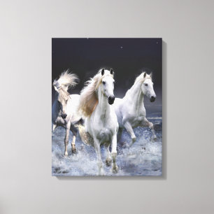 Horses running throw pillow canvas print