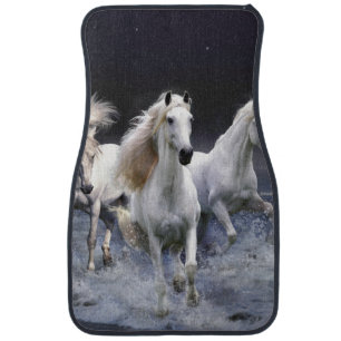 Horses running  throw pillow car floor mat