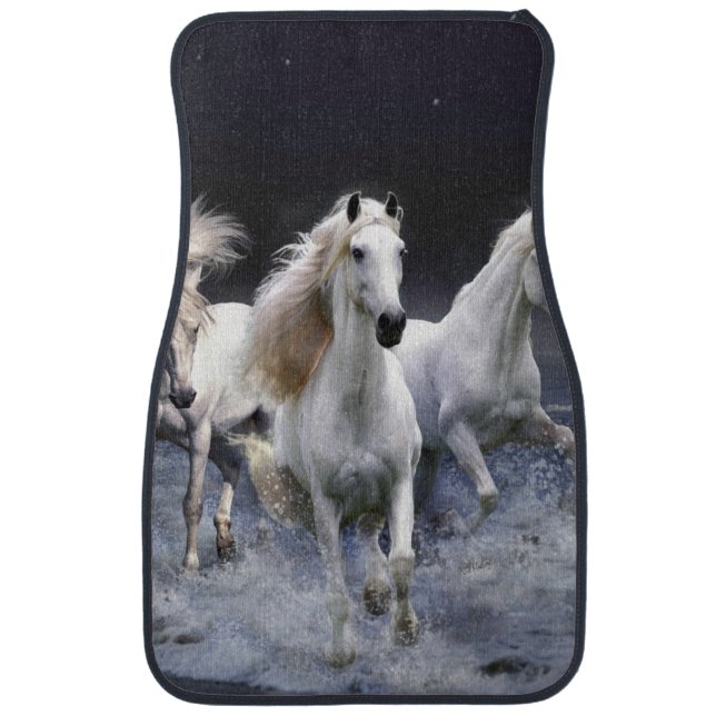 Horses running  throw pillow car floor mat (Front)