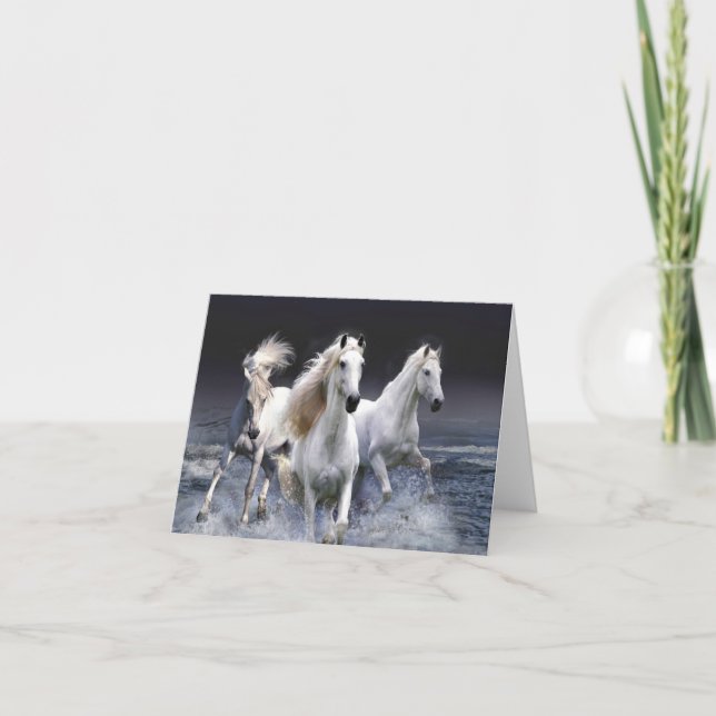 Horses running  throw pillow card (Front)