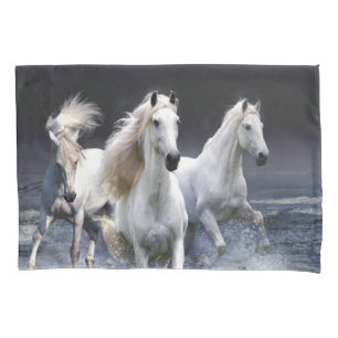 Horses running throw pillow case