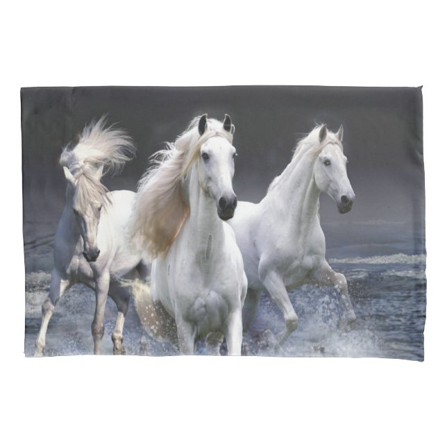 Horses running  throw pillow case (Front)