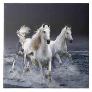 Horses running throw pillow ceramic tile