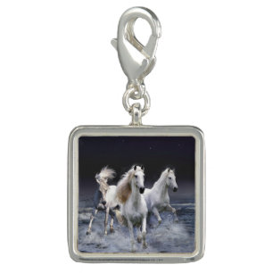 Horses running throw pillow charm