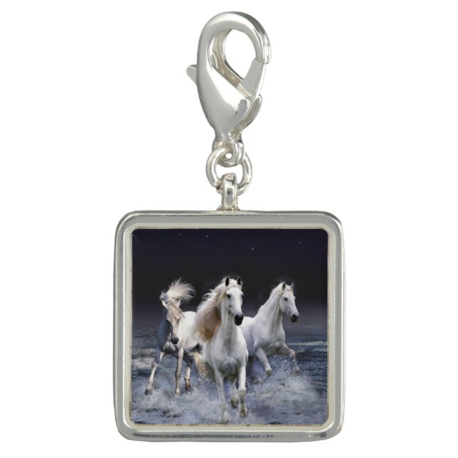 Horses running  throw pillow charm (Front)
