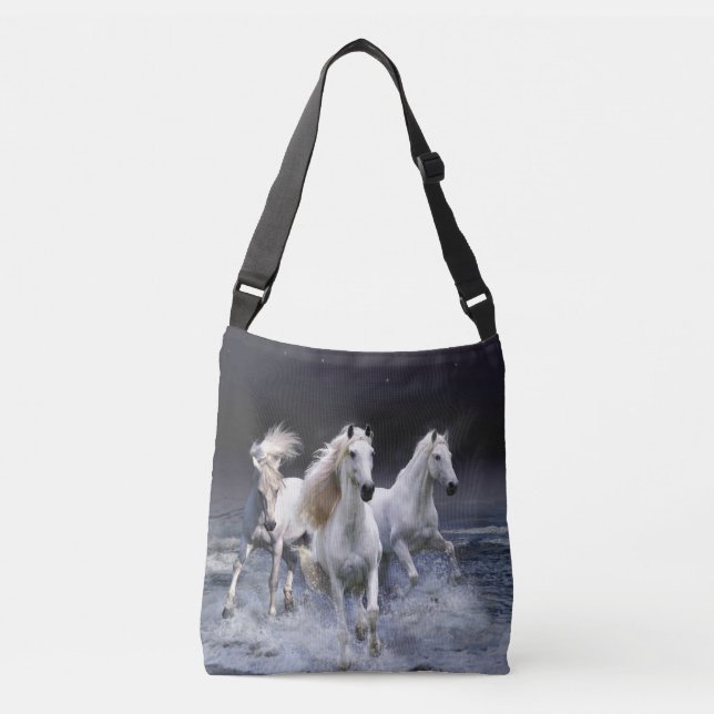 Horses running  throw pillow crossbody bag (Front)