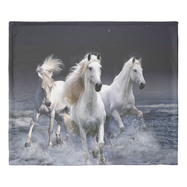 Horses running  throw pillow duvet cover (Front)