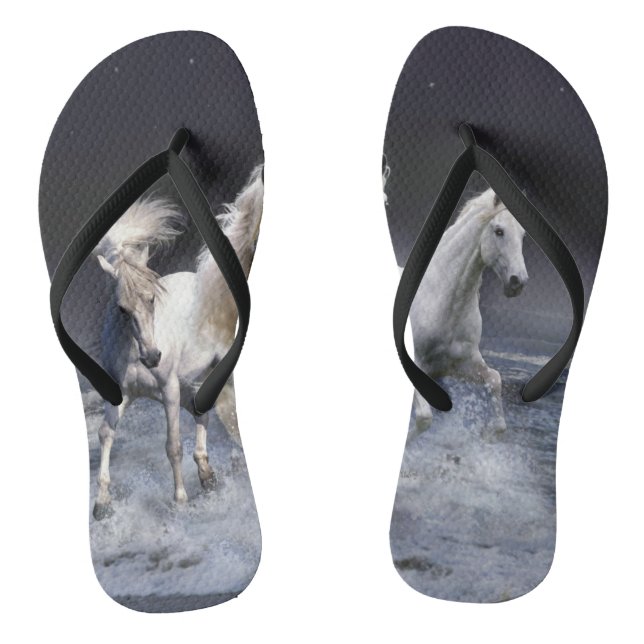 Horses running  throw pillow flip flops (Footbed)