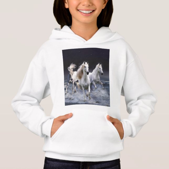 Horses running  throw pillow hoodie (Front)