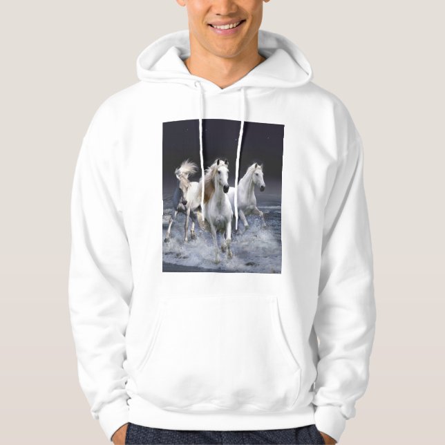 Horses running  throw pillow hoodie (Front)