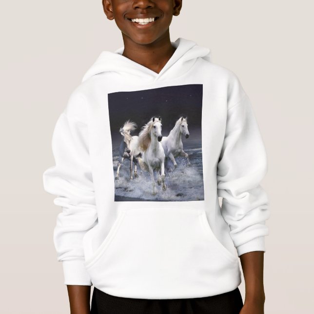 Horses running  throw pillow hoodie (Front)