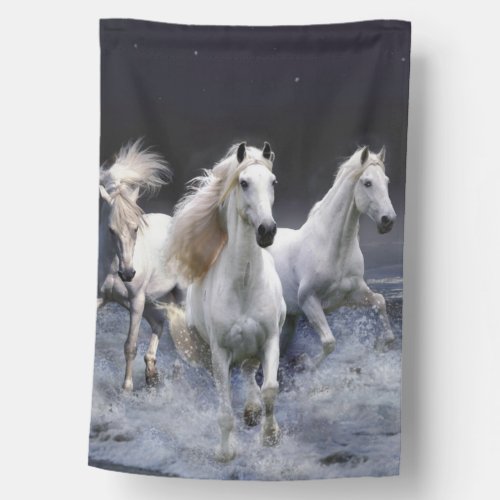 Horses running  throw pillow house flag