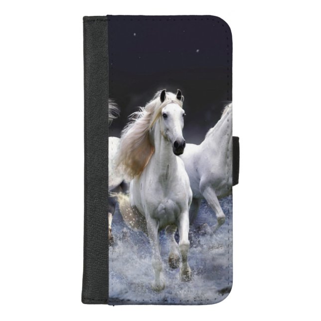 Horses running  throw pillow iPhone wallet case (Front)