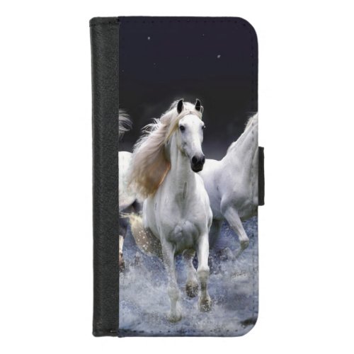 Horses running  throw pillow iPhone 87 wallet case